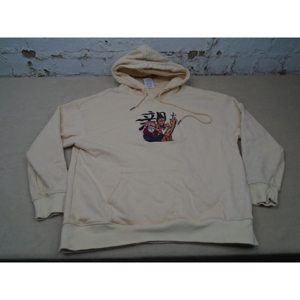 ANIMATO Jujutsu Kaisen Embroidered Hoodie Adult L Beige Anime Pullover Japan